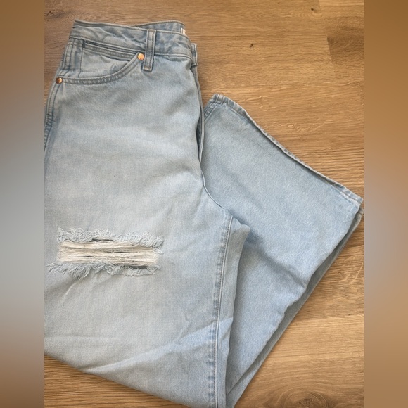 Wrangler Light Blue Distressed Wide-Leg Jeans - Picture 1 of 1
